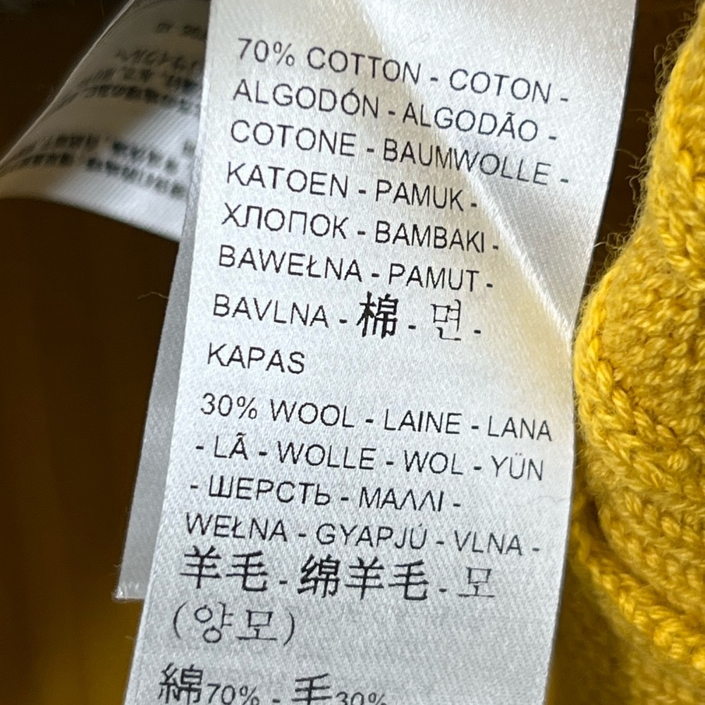 Levi's V-Neck Green and Yellow Oversized Wool-Cotton Blend Sweater Size M - Picture 8 of 9